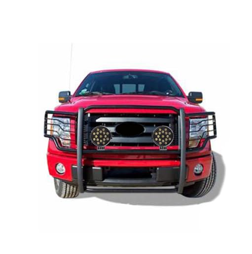 Bumper Guard Modular Black Horse Grille brush Come With pair of 7.0"LED Lights with Black Trim Rings Compatible with 2011-2016 Ford F-250/F-350/F-450/F-550 Super Duty-17FB26MA-PLB