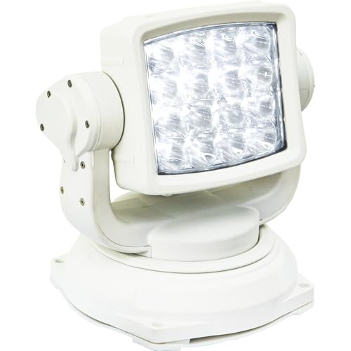 Ultra Bright Buyers Products Rotating Spot Light With Wireless Remote, 16 LEDs, 6,720 Lumens, White Housing, Blunt Cut Connection With Permanent Mount