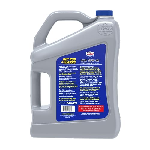 Lucas Oil 10684 SAE 20W-50 Hot Rod & Classic Car HP Motor Oil - 5 Quart