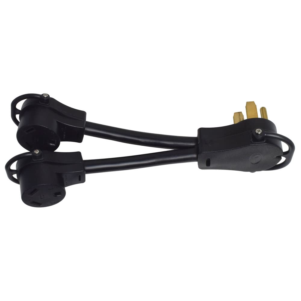 Mighty Cord VALTERRA A10-50X30Y 12" Adapter Cord w/Handle - 50AM to 30AF x 2-Y, Red