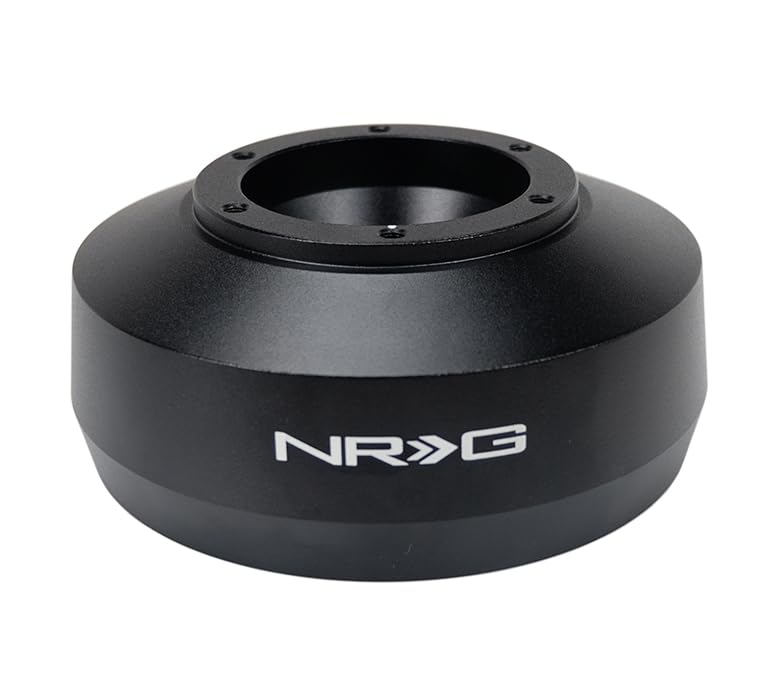 NRG Innovations Short Hub Racing Style Steering Wheel, Lockable Aluminum Steering Shaft, 6x70mm Bolt Pattern Quick Release Adapter Unit, Compatible With 04-08 Ford F150, Black, NRG-SRK-164H