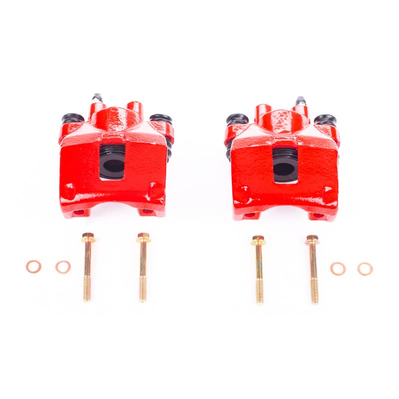 Power Stop S4398 Rear Pair of High-Temp Red Powder Coated Calipers For Jeep Grand Cherokee 1994-1998 [Model Specific]