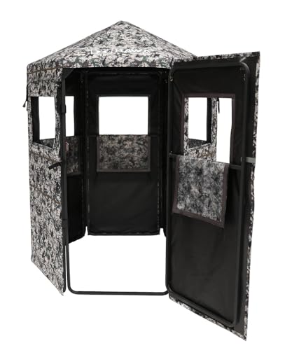 Hawk Scout Down & Out Hunting Durable 74'' Height No-Tool Assembly Camo Concealing Ground Panel Blind with Silent Magnetic Closures & Multiple Windows