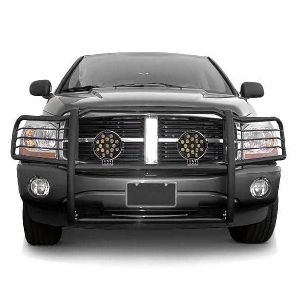 Bumper Guard Modular Black Horse Grille brush Come With pair of 7.0"Dia.LED Lights with Black Trim Rings Compatible with 2003-2005 Dodge Ram 1500/2500/3500-17DG105MA-PLB