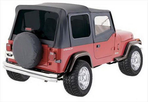 Rampage Complete Soft Top Rampage | Vinyl, Black Denim, includes Frame & Hardware | 68115 | Fits 1987 - 1995 Jeep Wrangler YJ, with Soft Upper Doors