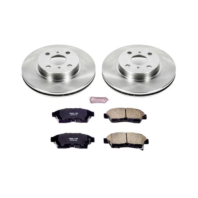 POWERSTOP Autospecialty KOE1151 Front Replacement Brake Kit-OE Brake Rotors & Ceramic Brake Pads For Geo Prizm 1993-1997, Toyota Corolla 1993-1997 [Model Specific]