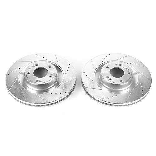 Power Stop JBR1535XPR Evolution Performance Front Drilled, Slotted & Plated Brake Rotor Pair For Hyundai Equus 2011, Hyundai Genesis 2012-2016, Kia K900 2017 [Model Specific]