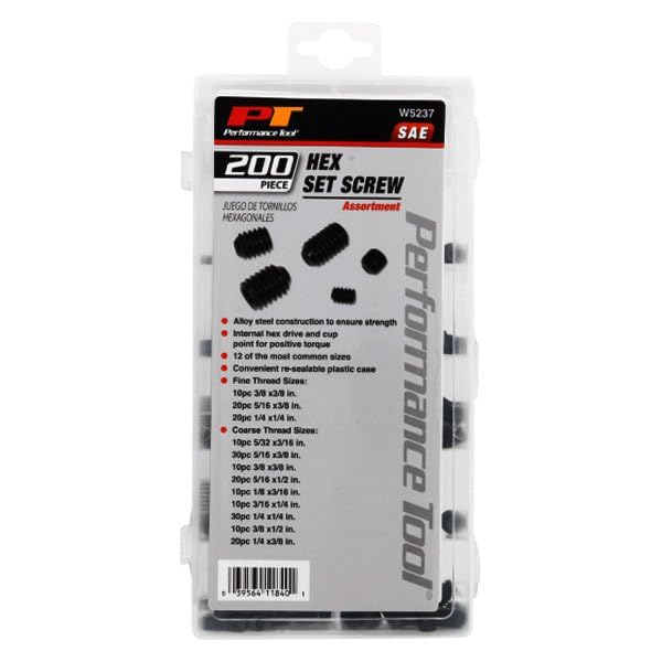 SAE Hex Head Screws Set - Performance Tool (200 Pieces)