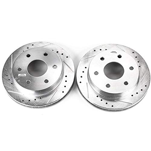 Power Stop AR8609XPR Drilled & Slotted Front Rotor Pair For Cadillac Escalade, Blazer, K1500, K1500 Suburban, K2500, Tahoe, K1500, K1500 Suburban, K2500, Yukon [Model Specific]