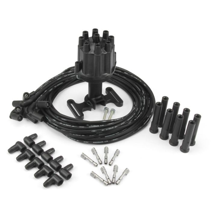 Distributor kit All LS with Plug Wires Black Finish - GM Style