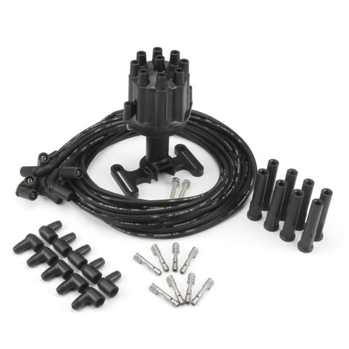 Distributor kit All LS with Plug Wires Black Finish - GM Style