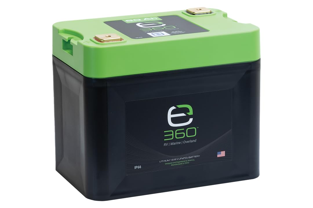 e360 LiFePO4 Deep Cycle Battery - 80Ah 12.8V Group 24 by EXPION360 - Perfect for RV/Camper, Marine, Overland/Van, Solar and Off-Grid Applications