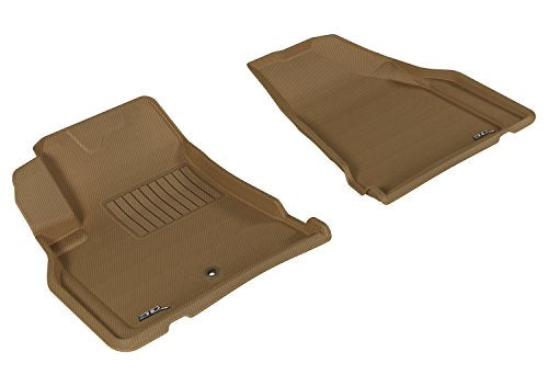 3D MAXpider Custom Fit Front Row All-Weather Floor Mat for Select Buck Enclave/ Chevrolet Traverse/ GMC Acadia Models - Kagu Rubber (Tan)