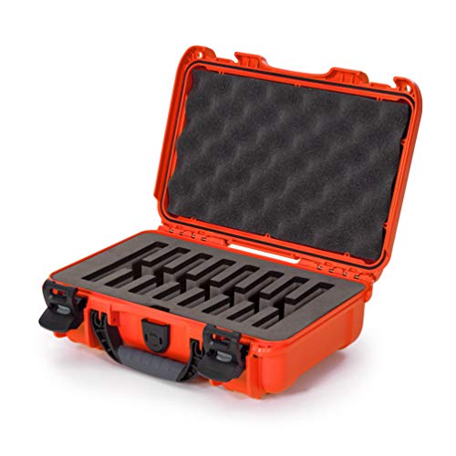 Waterproof Nanuk 909 Hard Case with Custom Foam Insert for 8 Pocket Knives - Orange