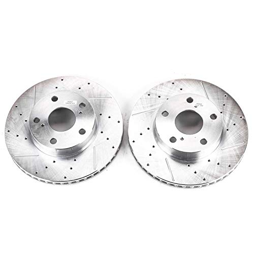Power Stop Front JBR1120XPR Drilled & Slotted Rotor Pair For Toyota Tacoma 2005-2015 [Model Specific]