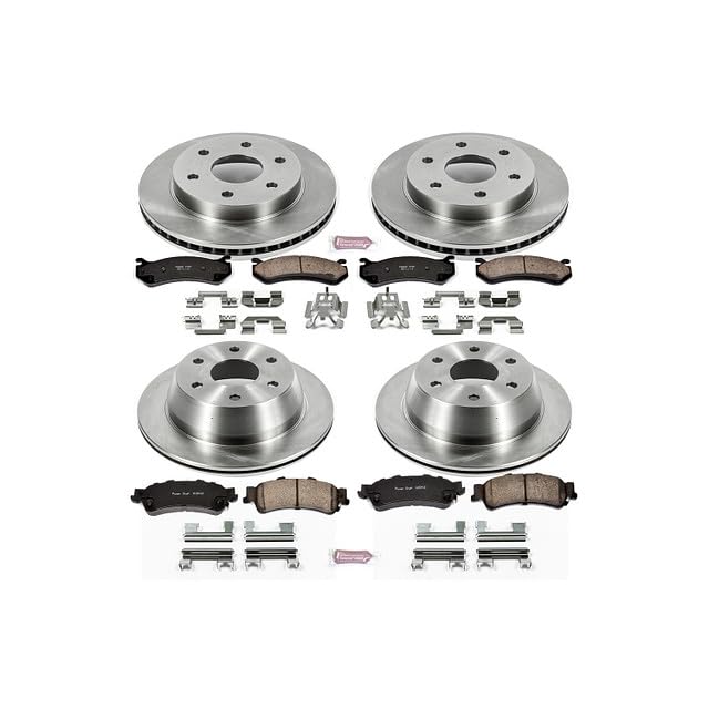 POWERSTOP Autospecialty KOE2010 Front and Rear Replacement Brake Kit -OE Brake Rotors and Ceramic Brake Pads For Chevy Astro Silverado 1500 Suburban 1500 GMC Sierra 1500 Yukon XL 1500