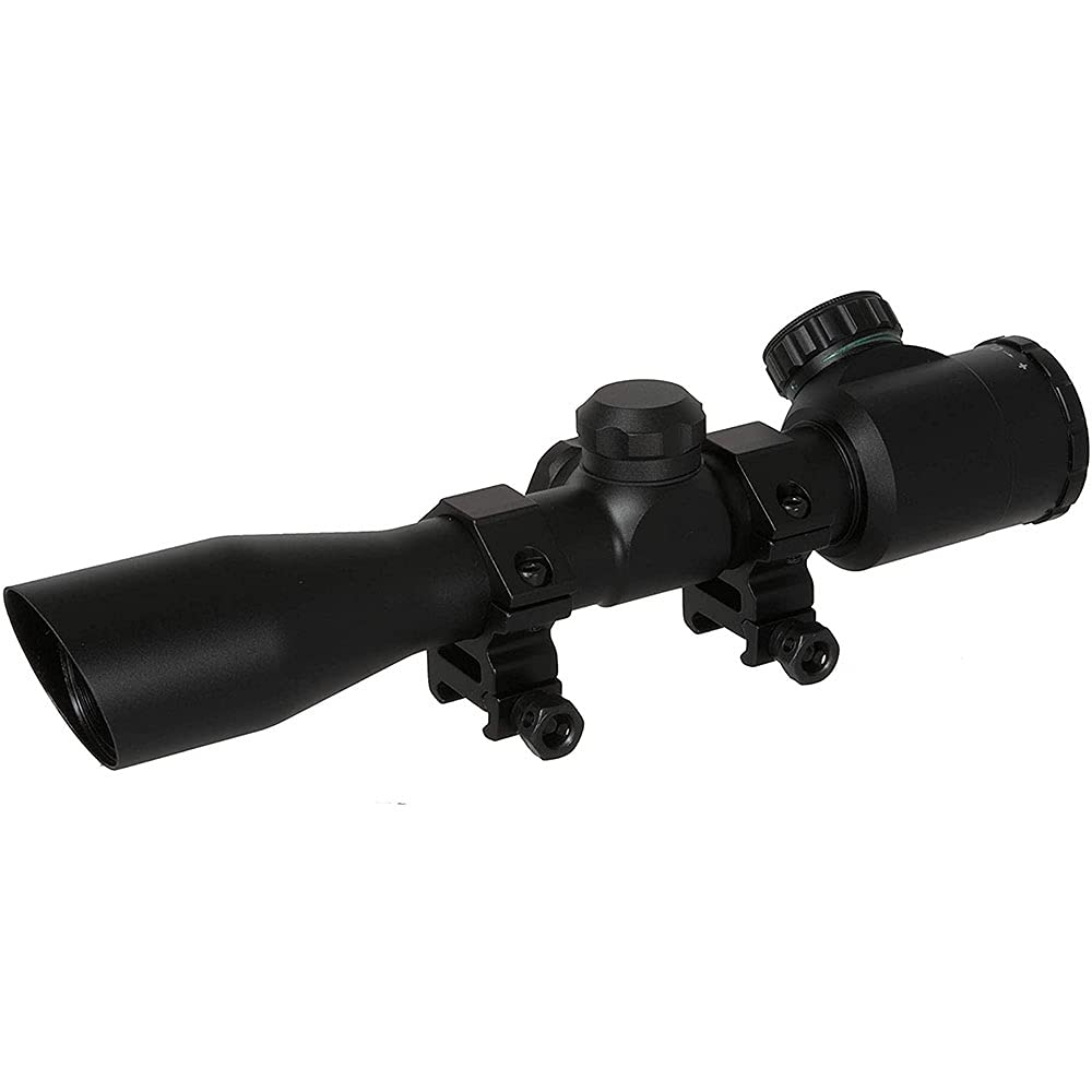 4x32mm TRUGLO Compact Crossbow Scope with Scope Rings Included| Illuminated BDC / Rangefinder, Black