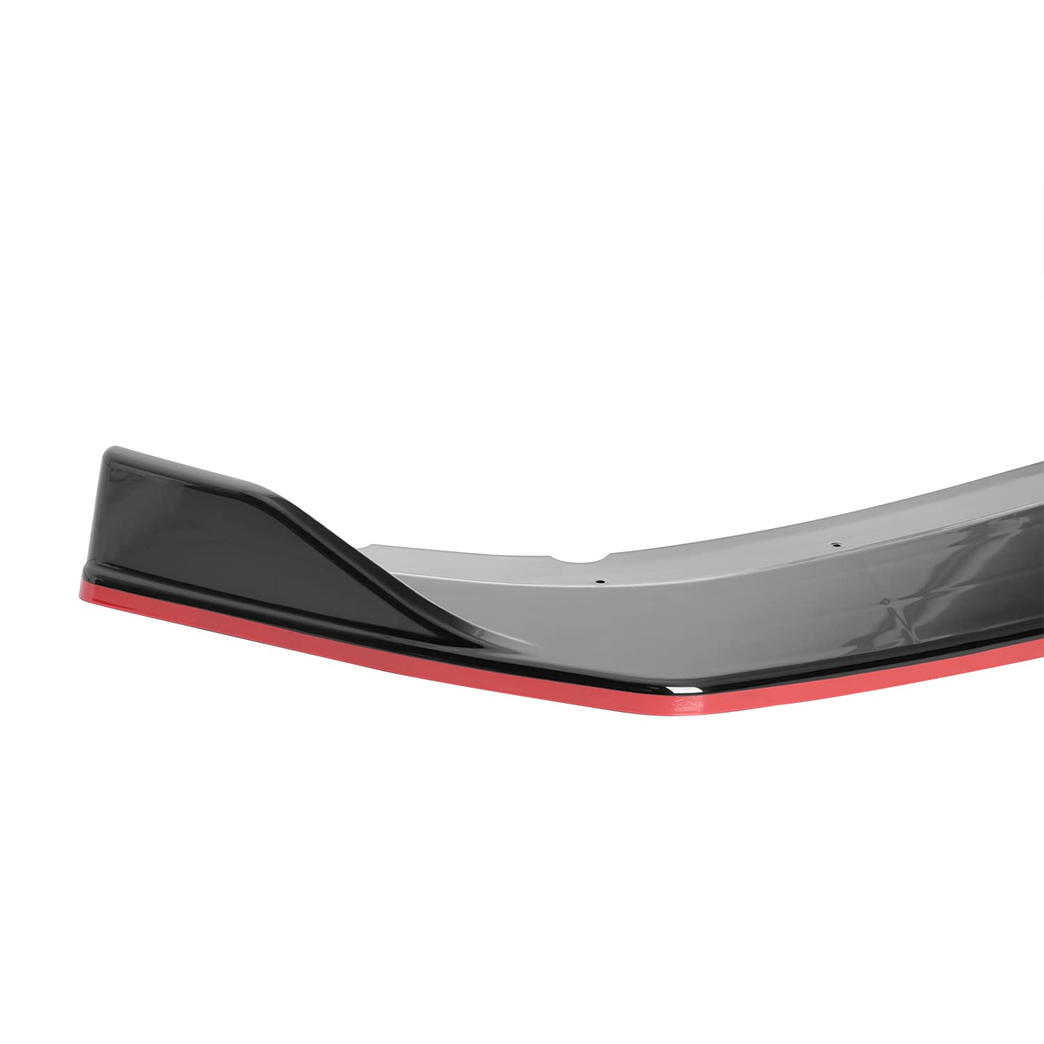 Glossy Black Spec-D Tuning Red Trim Front Bumper Lip Spoiler Splitter Kit 3PC Compatible with 2016-2018 Honda Civic Sedan
