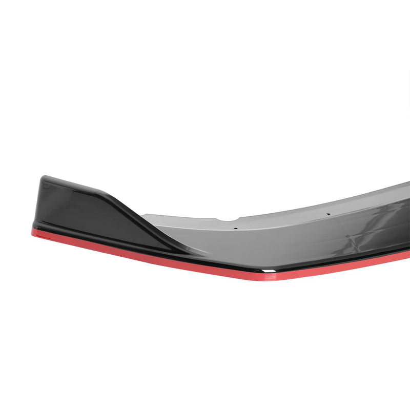 Glossy Black Spec-D Tuning Red Trim Front Bumper Lip Spoiler Splitter Kit 3PC Compatible with 2016-2018 Honda Civic Sedan