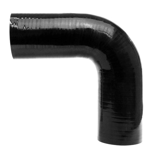 HPS Silicone High Temperature 90 degree HTSEC90-325-BLK 4-ply Reinforced Coupler Hose, 30 PSI Maximum Pressure, 3.75" Leg Length on each side, 3-1/4" ID, Black