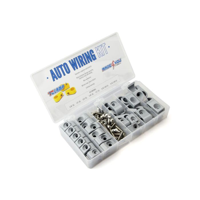 AUTO T-CLAMP Wiring KIT, 3/16" to 11/16" (#8AN) Clamps, Gray