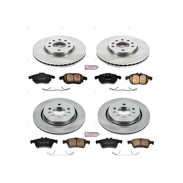 Power Stop Autospecialty KOE4054 Front and Rear Replacement Brake Kit-OE Brake Rotors & Ceramic Brake Pads For Saab 9-3 2003-2011 [Model Specific]