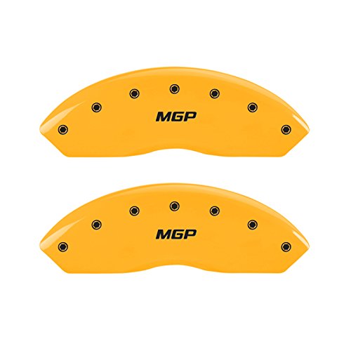 Caliper Covers MGP 34211SMGPYL (Engraved Front and Rear: Yellow Powder Coat Finish, Black Characters), Set of 4