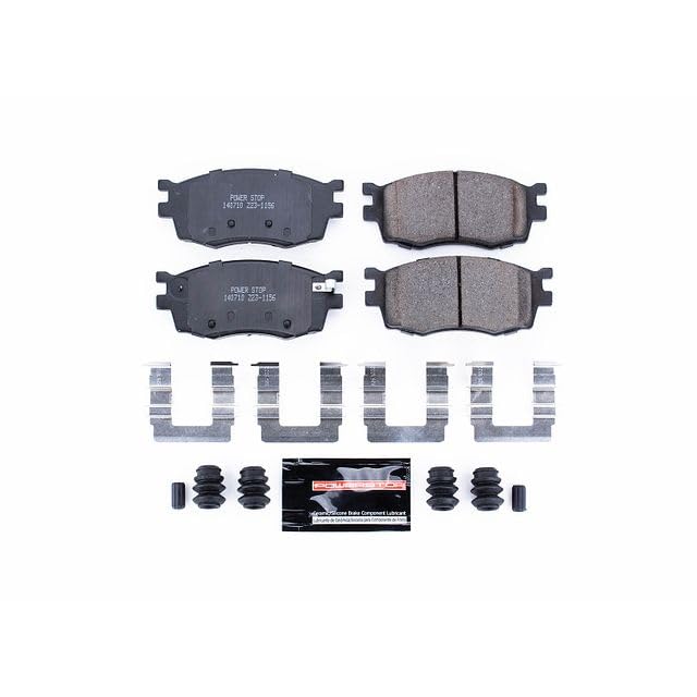 Power Stop Z23-1156 Z23 Evolution Sport Carbon Fiber Infused Ceramic Brake Pads with Hardware For Hyundai Accent 2006-2011, Kia Rio 2006-2011, Kia Rio5 2006-2011 [Model Specific]
