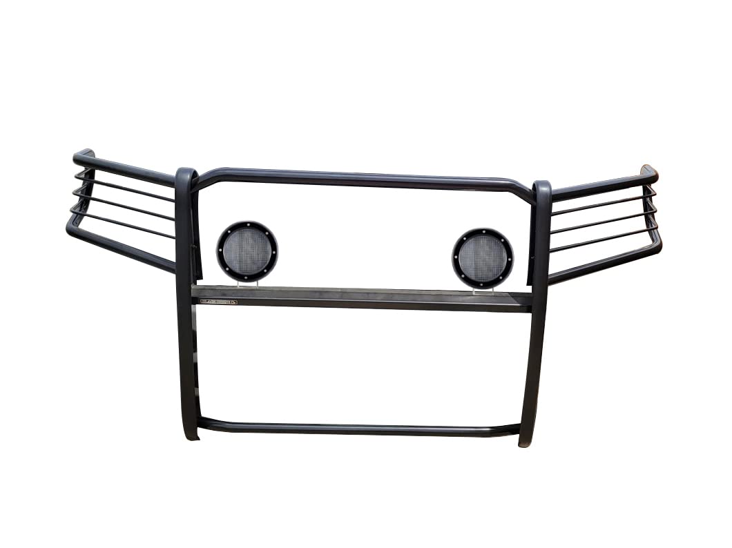 Bumper Guard Modular Black Black Horse Grille Brush Come with Pair of 5.3" Dia.LED Lights with Black Trim Rings Compatible with 2019-2024 Ram 1500-17DG111MA-PLFB
