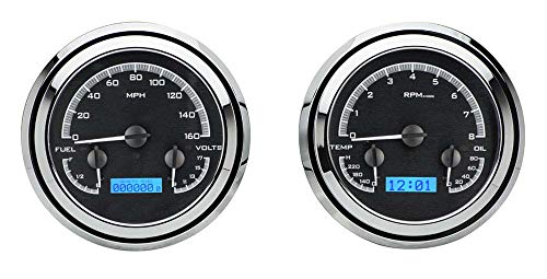 54 Chevy Pickup Dakota Digital 55 First Series VHX Analog Dash Gauges Black Alloy Blue VHX-54C-PU-K-B