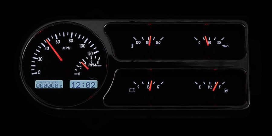 Dakota Digital VHX-48F-PU-K-W Gauge System Compatible with 1948-50 Ford Pickup Truck Black Alloy White Backlighting