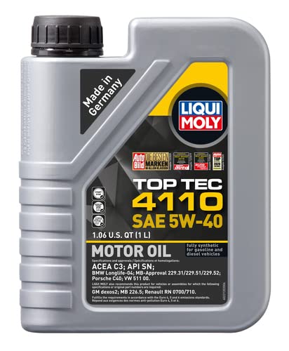 LIQUI MOLY SAE 5W-40 Top Tec 4110 Motor Oil | 1 Liter | Fully synthetic engine oil | SKU: 22120