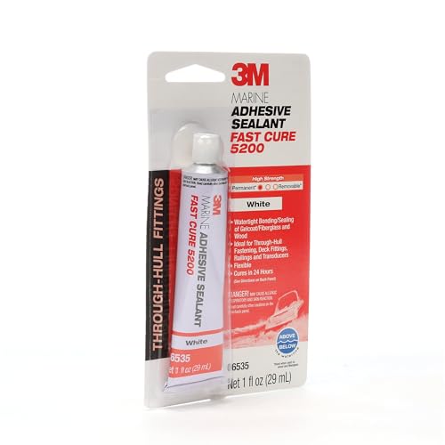 3M Marine Adhesive Sealant 5200 Fast Cure (06535) Permanent Bonding and Sealing for Boats and RVs Above and Below the Waterline Waterproof Repair, White, 1 fl oz Tube