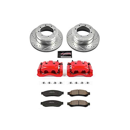 Power Stop Z23 Sport Rear Caliper Brake Kit Brake Rotor, Carbon-Fiber Ceramic Brake Pads and Brake Caliper For Ford F-350 Super Duty 2010-2012, Ford F-450 Super Duty [Model Specific] 2010-2012