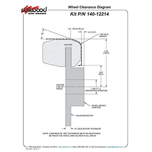 D154 P/S P-B Kit, WILWOOD Drilled-Red Mopar/Dana 2.36" Off, w/Snap Ring Brng 140-12214-DR
