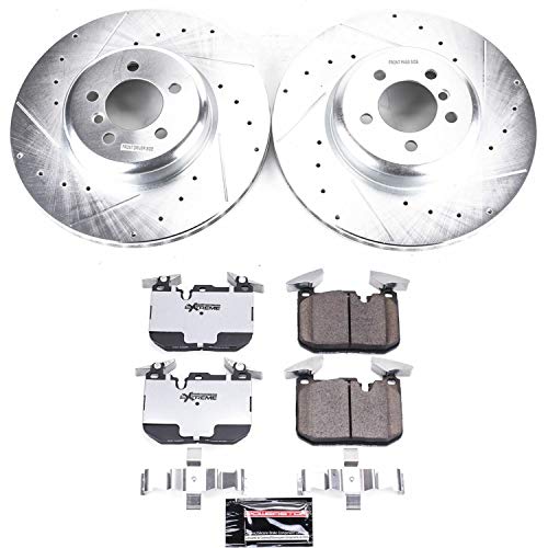Power Stop Z26 Carbon Fiber Brake Pads with Drilled & Slotted Brake Rotors Kit K7013-26