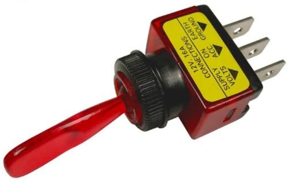 Peterson Illuminated PMV5536PT Red Toggle Switch Spst 16A/12V .50 Mount