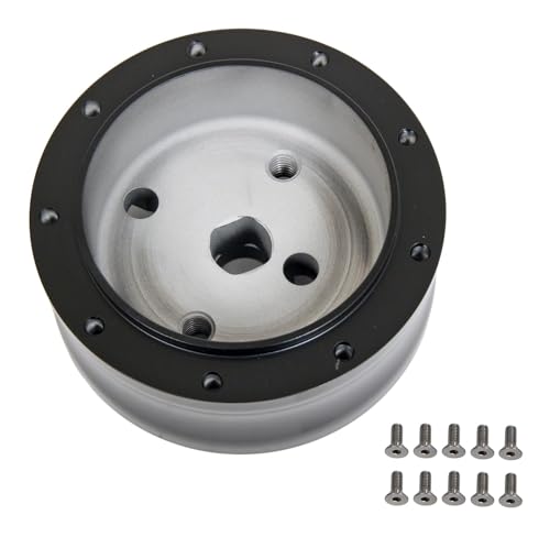 Black Nine Bolt Billet Aluminum Steering Wheel HUB Adapter for '82-'84 Ford Non-AIRBAG with NO Contact Ring