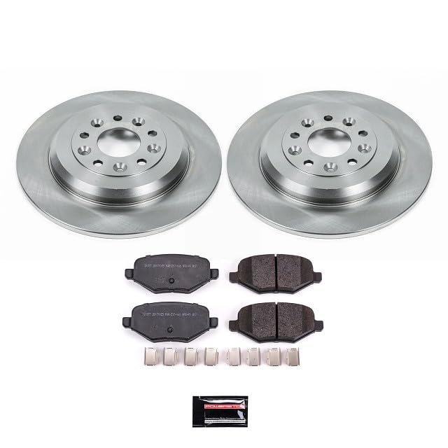 POWERSTOP KOE4744 Replacement Brake Pads and Rear Autospecialty Brake Rotors Kit For Ford Edge Explorer Flex Taurus Taurus SHO MKS MKX [Models with 325mm Frotn Rotors & Solid Rear Rotors Only]