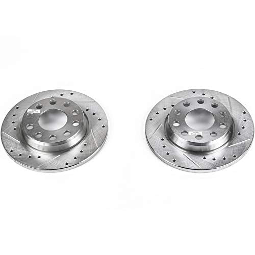 Rear Power Stop EBR656XPR Drilled & Slotted Rotor Pair For Audi A4 2002-2006, Audi A4 Quattro 2002-2006 [Model Specific]