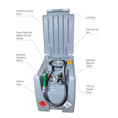 JDI-AFT58 JohnDow Industries, 58 - Gallon Diesel Transfer Tank with Built in 12 volt Electric Pump and Automatic Shut Off Nozzle