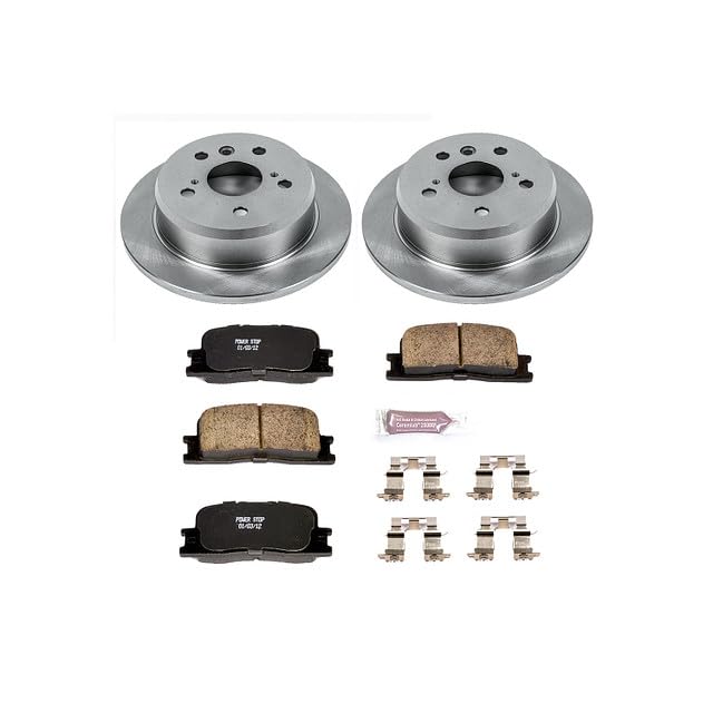 Brake Kit Power Stop For ES300 2002-2003, ES330 2004-2006, Camry 2002-2006 [Model Specific] - Autospecialty Rear OE Disc Rotors & Ceramic Brake Pads Replacement, KOE2418