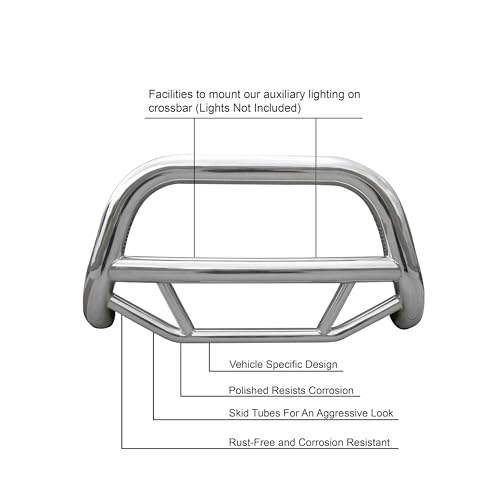 Max Bull Bar Black Horse No Skid Plate Stainless Steel Compatible with 2023-2024 Lexus RX350-MBS-F7602