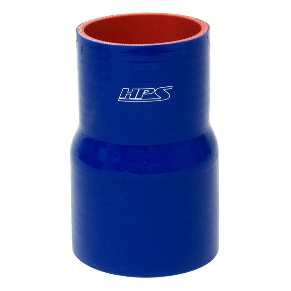 HPS Silicone HTSR-300-350-L6-BLUE High Temperature 4-ply Reinforced Reducer Coupler Hose, 40 PSI Maximum Pressure, 6" Length, 3" > 3-1/2" ID, Blue