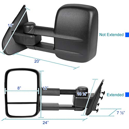 Manual Adjustable & Extendable Towing Mirrors 2014-2018 Chevrolet Silverado/GMC Sierra