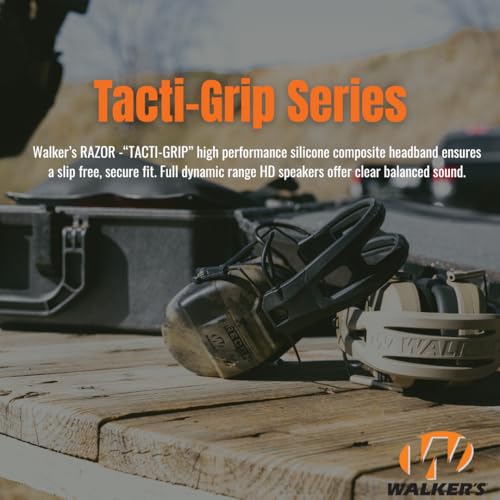 Razor Walker's Tacti-Grip Earmuffs- Battleship Grey, High Performance Silicone Composite Slip Free Headband- Natural Sound Clarity Full Dynamic Range 23NRR