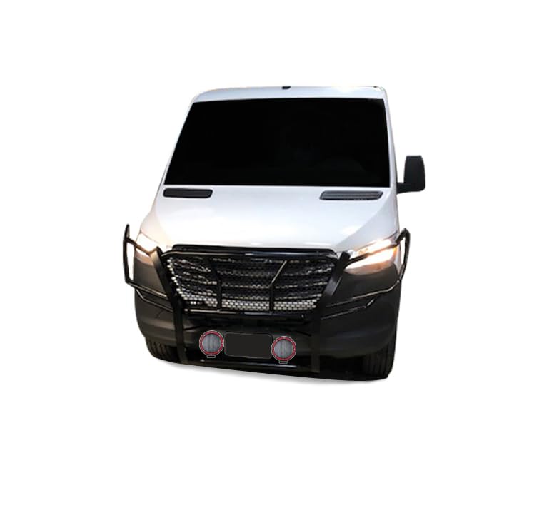 RUGGED HD Black Horse Grille Brush Bumper Guard Modular Black Come With Pair of 5.3"LED light Compatible with 2007-2009 Dodge sprinter 2500/3500|07-16 Freightliner sprinter 2500/3500-RU-DOSP07-B-PLFR
