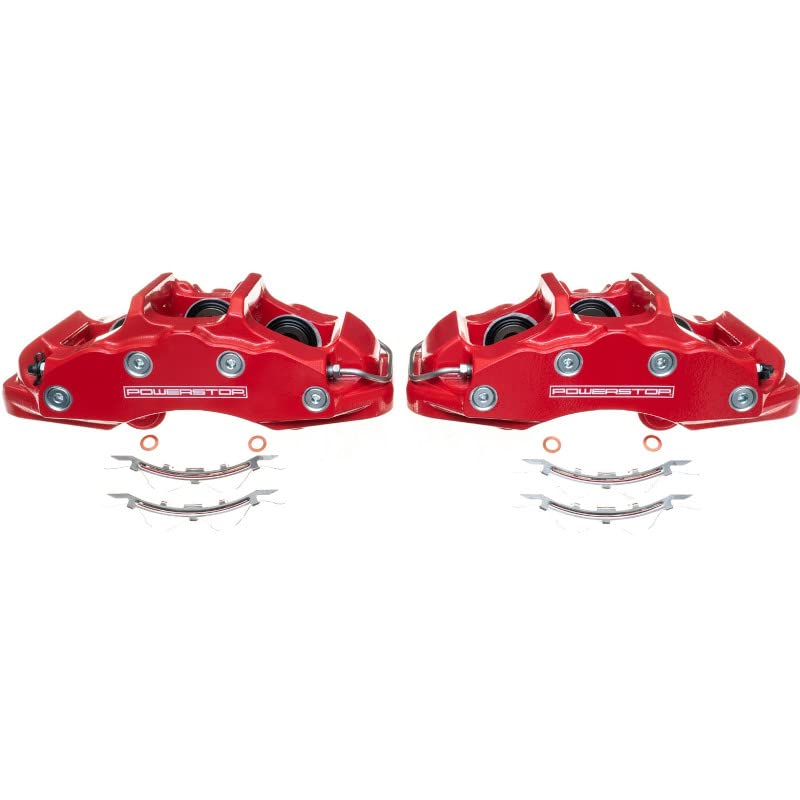 Power Stop S15042 Front Pair of High-Temp Red Powder Coated Calipers For Chevrolet Corvette 2006-2013 [Model Specific]