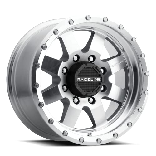 935MC Raceline Wheels DEFENDER Wheel Machined Clear Coat 17X9"6X135 Bolt Pattern 0mm Offset/(5"B/S) 8 Spoke Aluminum Passenger Car Wheels, Full Size Replacement Machined Clear Coat Car Rims