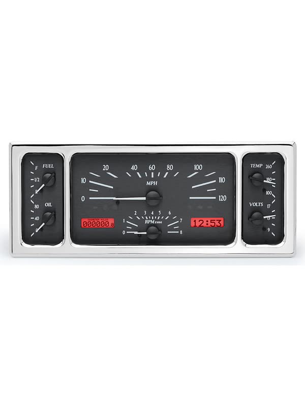 Dakota Digital Compatible VHX-35F-K-R with 1935 1936 1939 Ford Car Analog Dash Gauge System Black Alloy Red Backlighting